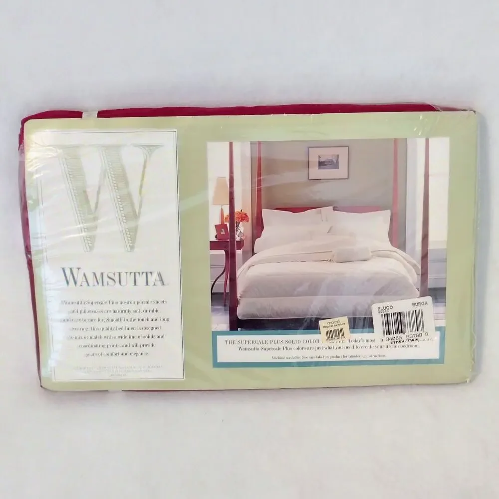 Wamsutta Supercale Plus Twin Flat Sheet Burgundy No Iron Cotton Blend NEW VTG